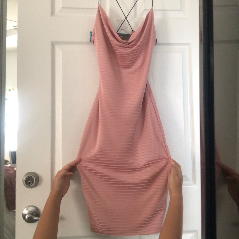 Pink Cowl Neck Dress